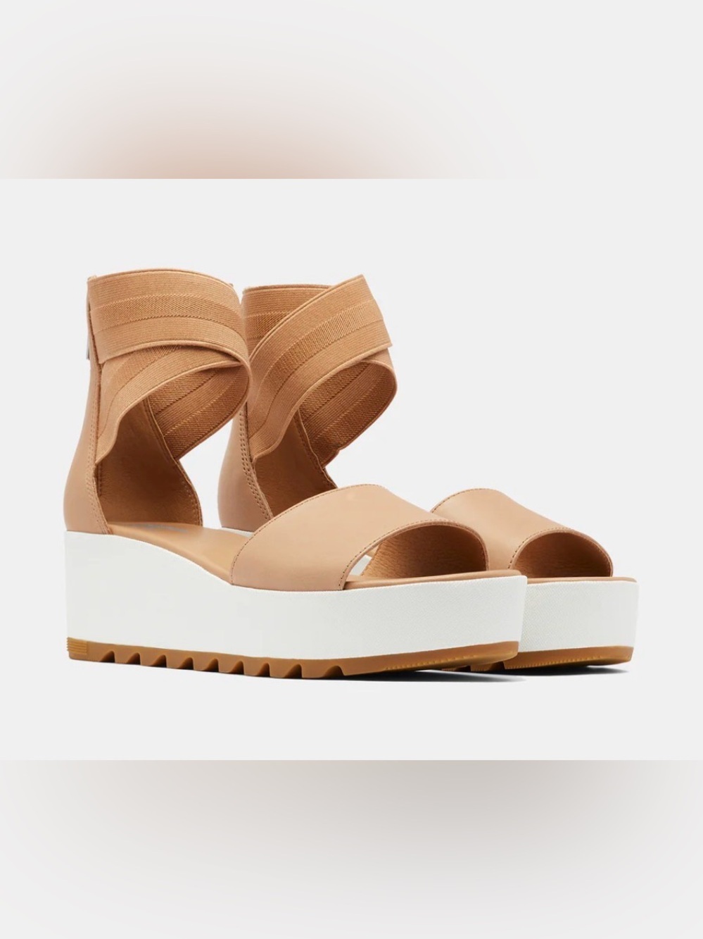 Sorel Cameron Tan Leather Elastic Ankle Strap Sandal Size 8.5- Code 1371 - Picture 2 of 6